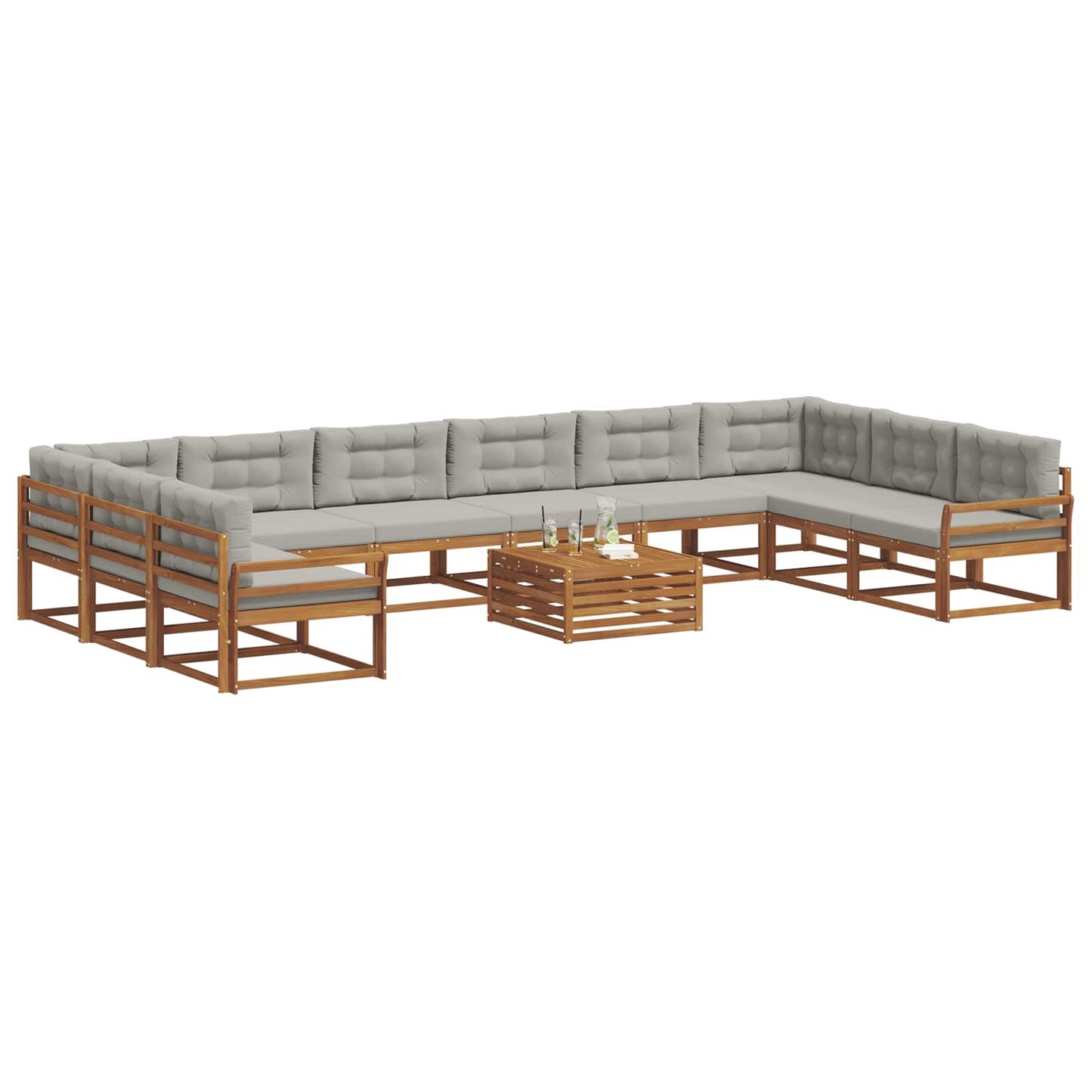 Set di divani da esterno 11 pcs Grigio Naturale e Chiaro | homemem39