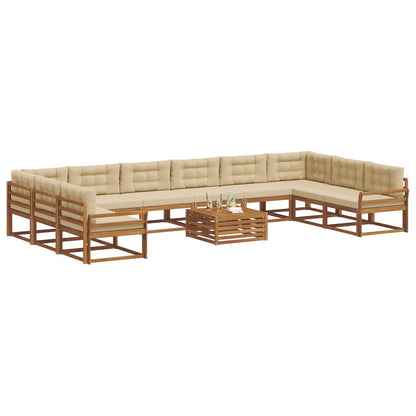 Set di divani da esterno con cuscino 11 pcs Naturale e Beige | homemem39