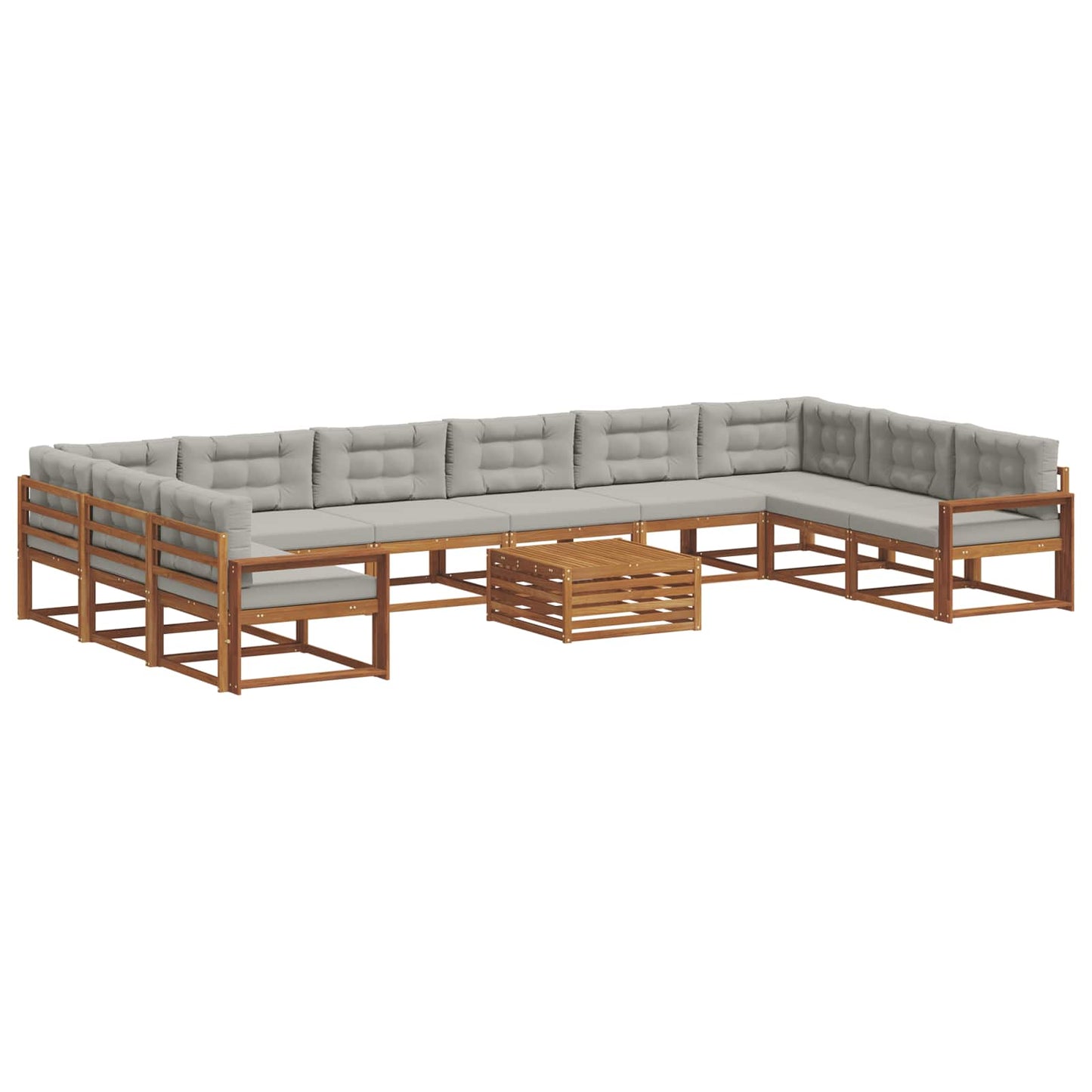 Set di divani da esterno 11 pcs Grigio Naturale e Chiaro | homemem39
