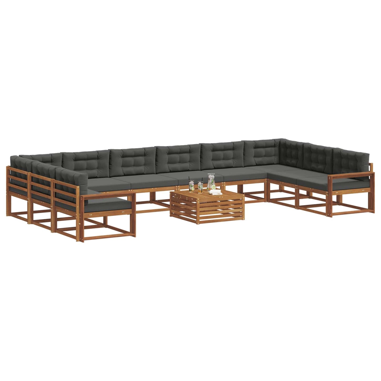 Set di divani da esterno 11 pcs Naturale e Antracite | homemem39