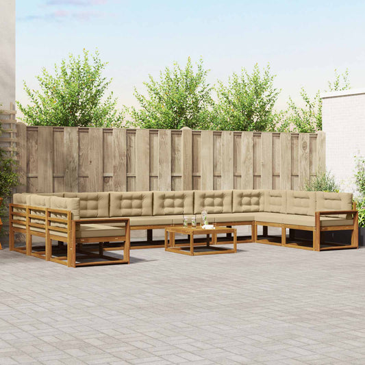 Set di divani da esterno con cuscino 11 pcs Naturale e Beige