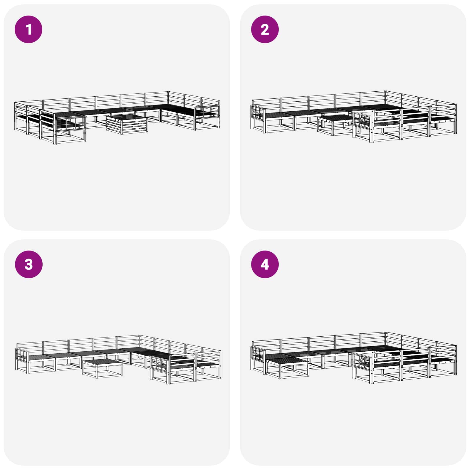 Set di divani da esterno 11 pcs Naturale | homemem39