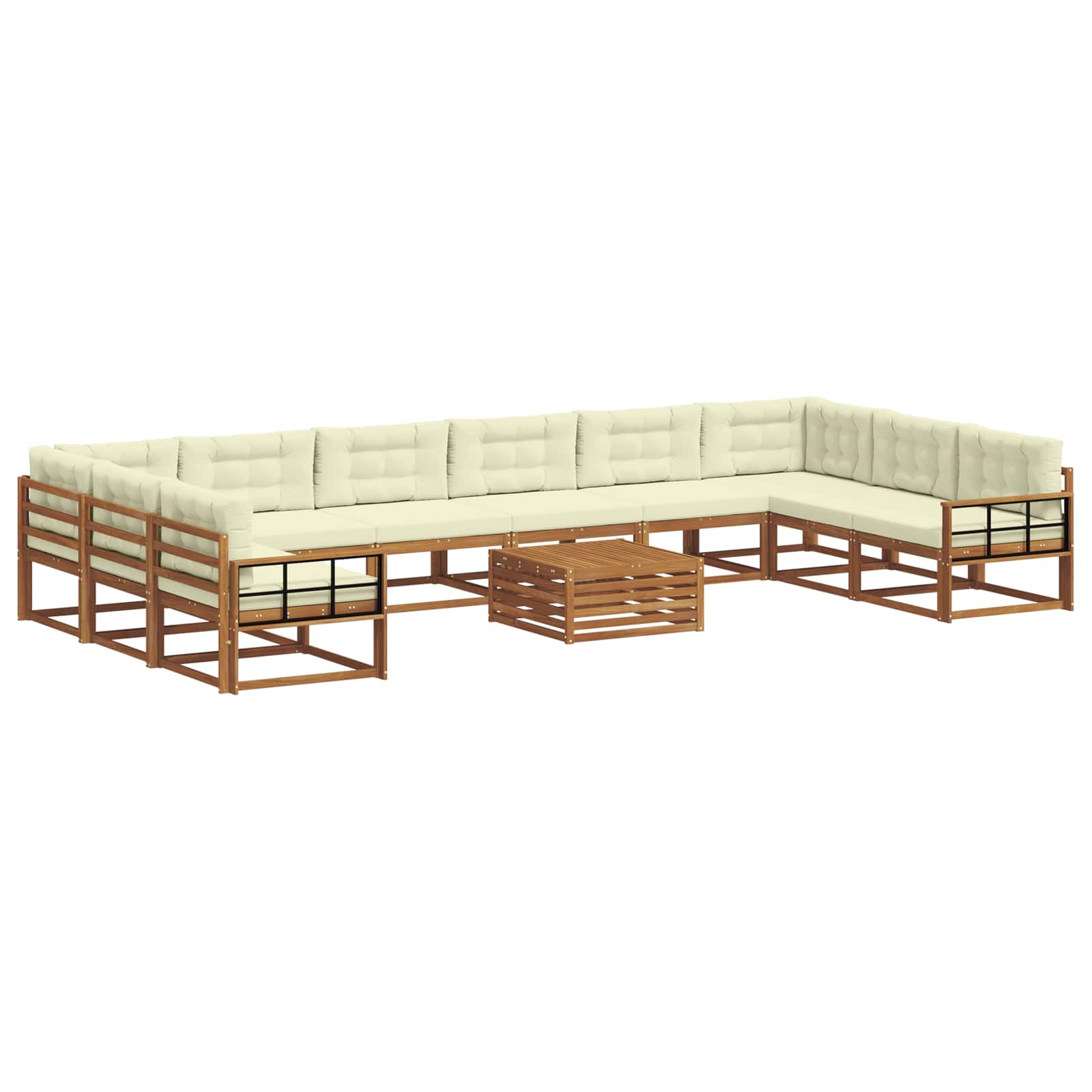 Set di divani da esterno con cuscino 11 pcs Naturale e Crema | homemem39