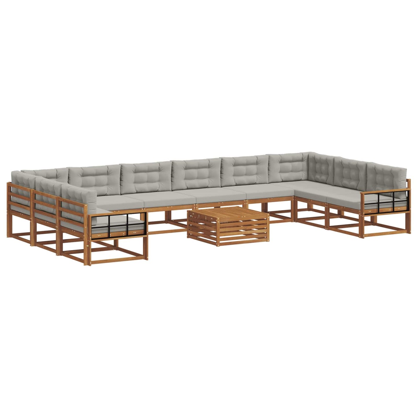 Set di divani da esterno 11 pcs Grigio Naturale e Chiaro | homemem39