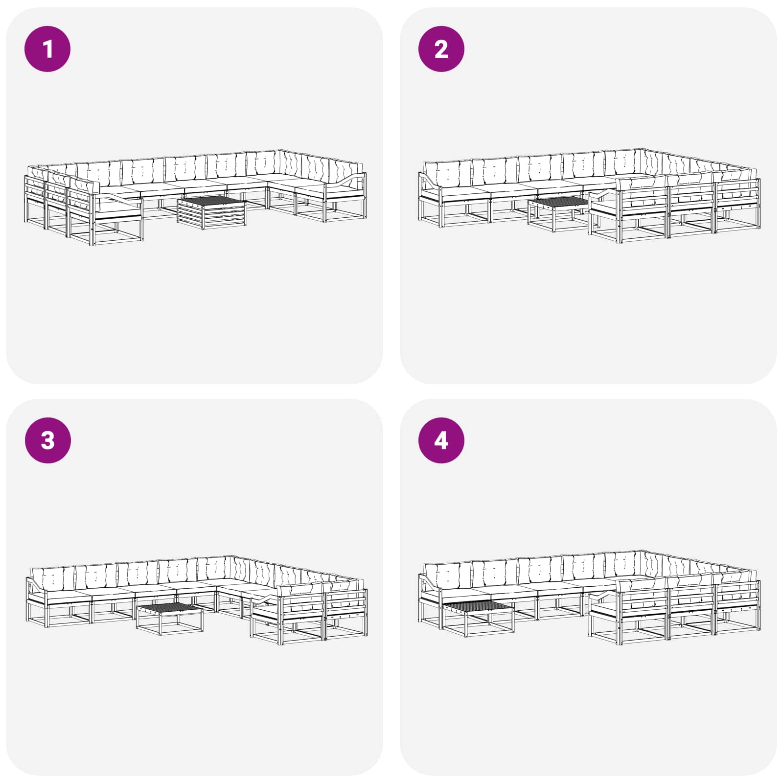 Set di divani da esterno 11 pcs Grigio Naturale e Chiaro | homemem39