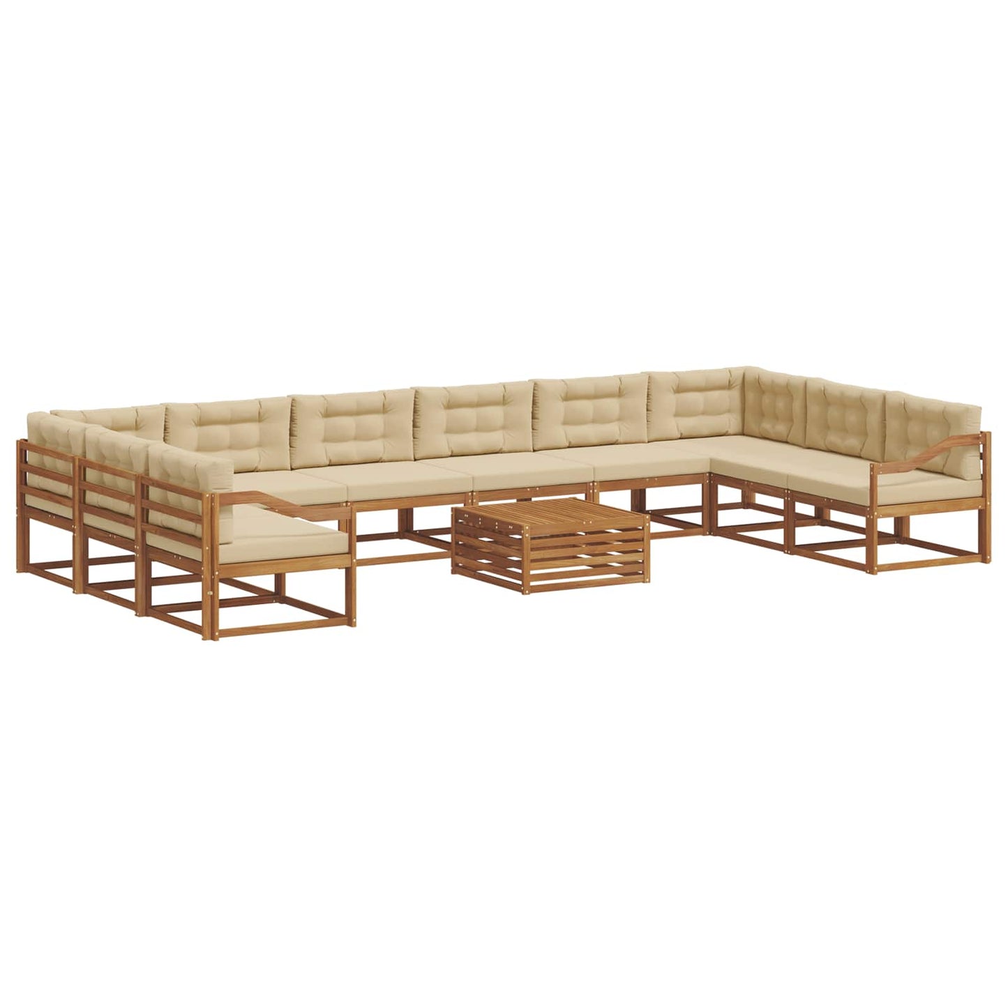 Set di divani da esterno con cuscino 11 pcs Naturale e Beige