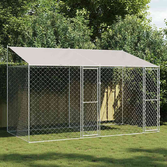 Gabbia per cani Argento 400 x 200 x 256 cm Acciaio zincato