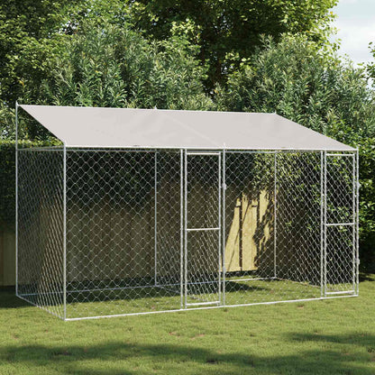 Gabbia per Cani con Tetto Argento 400 x 200 x 256 cm | homemem39