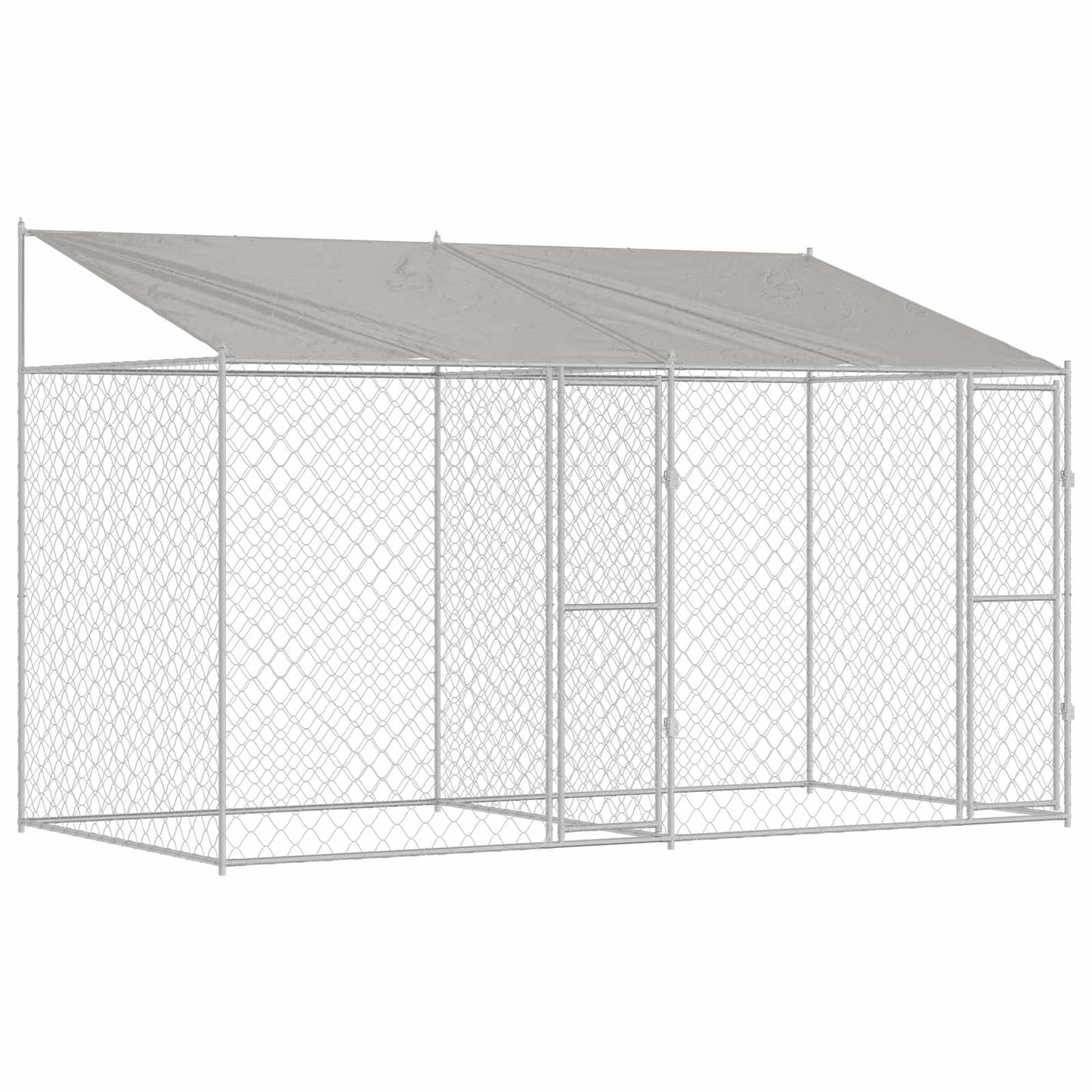 Gabbia per Cani con Tetto Argento 400 x 200 x 256 cm | homemem39
