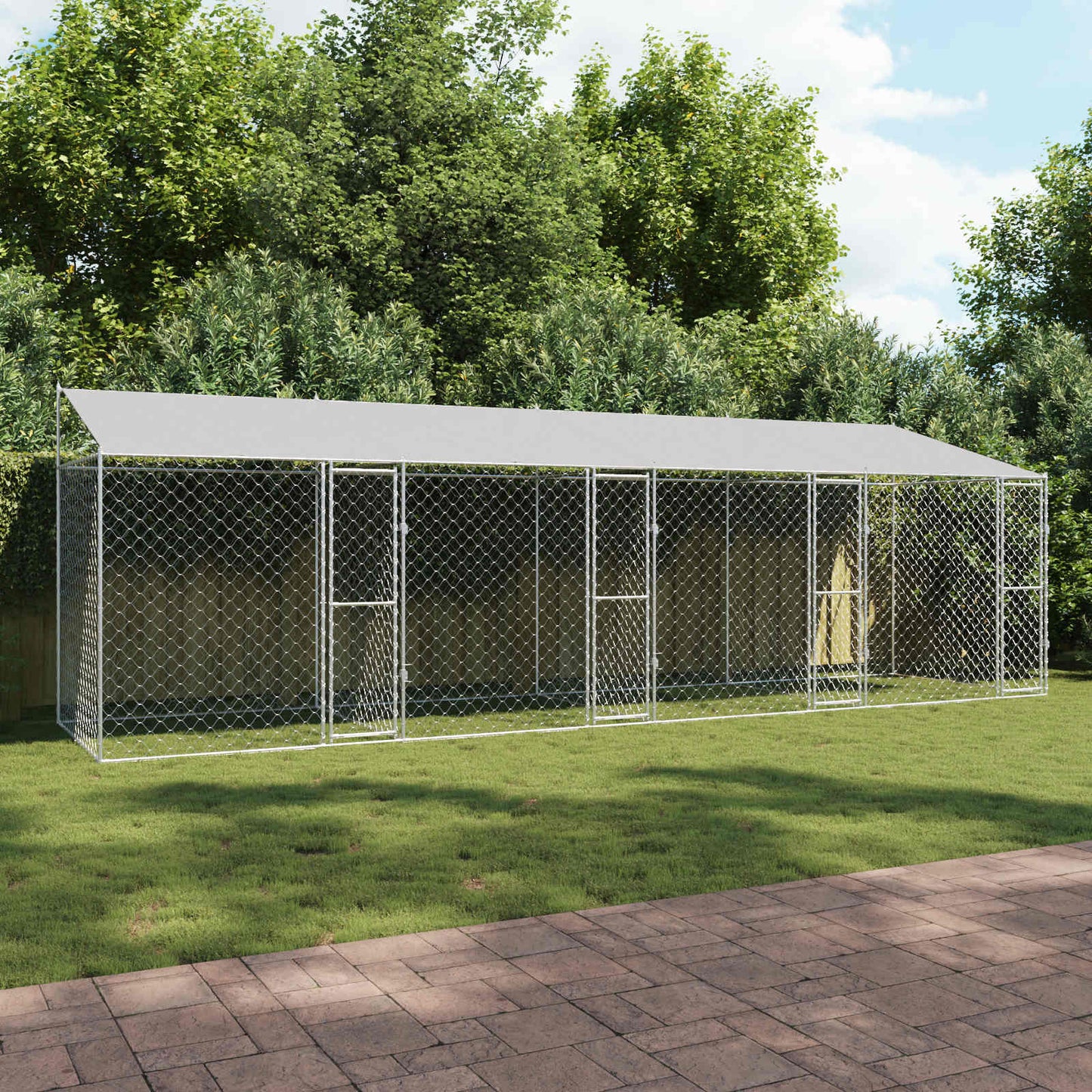 Gabbia per Cani con Tetto Argento 800 x 200 x 256 cm | homemem39