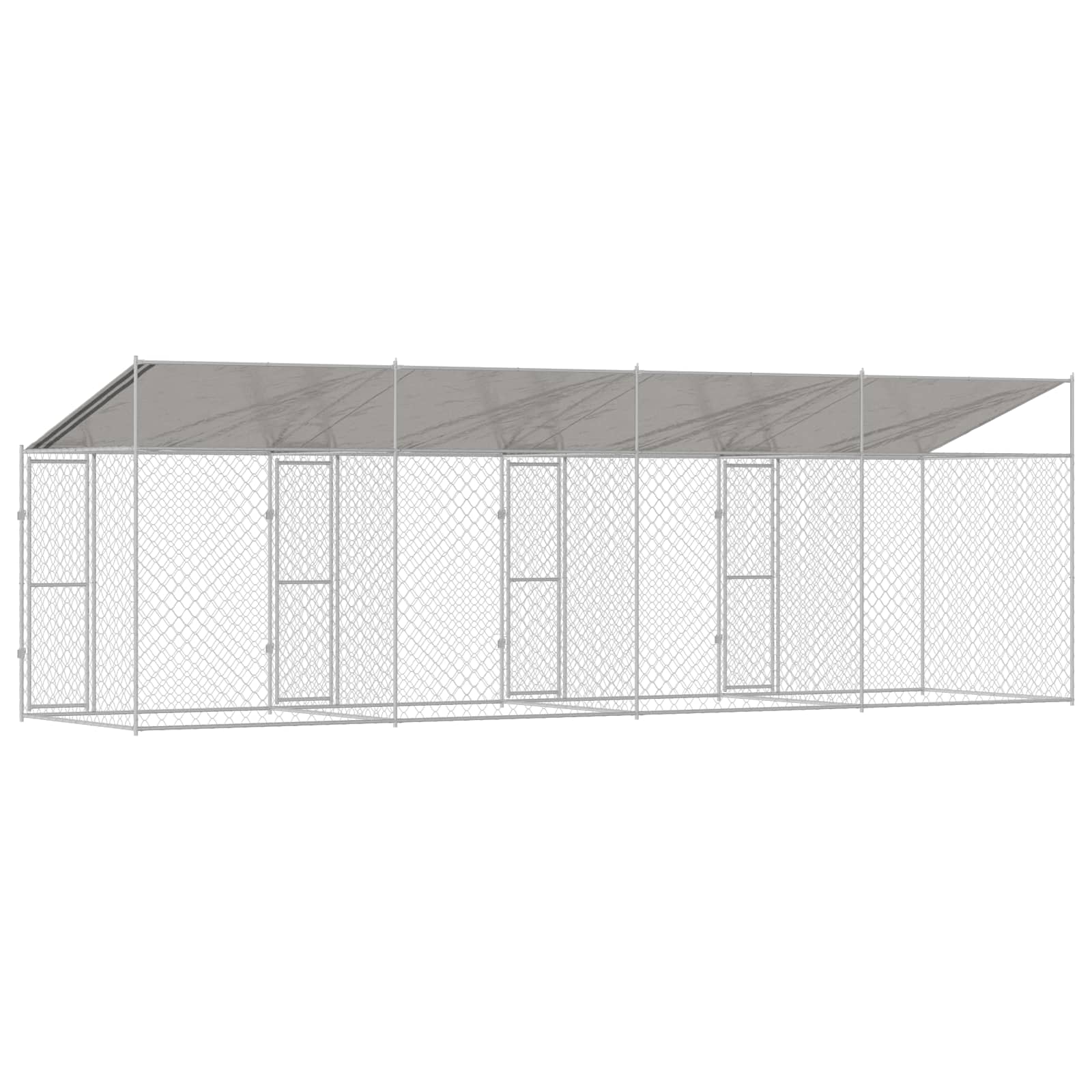 Gabbia per Cani con Tetto Argento 800 x 200 x 256 cm | homemem39