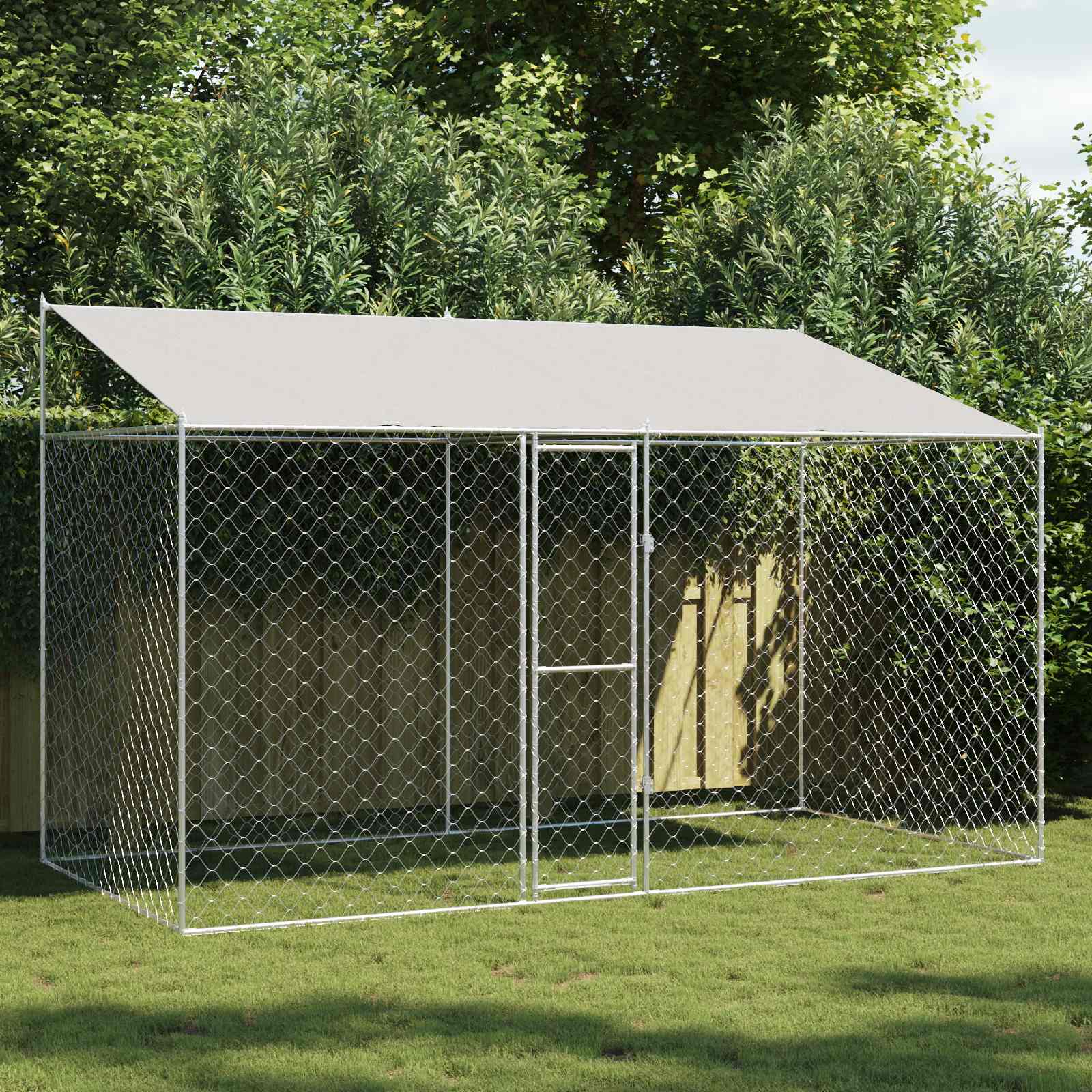 Gabbia per Cani con Tetto Argento 400 x 200 x 256 cm | homemem39