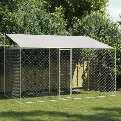 Gabbia per Cani con Tetto Argento 400 x 200 x 256 cm | homemem39