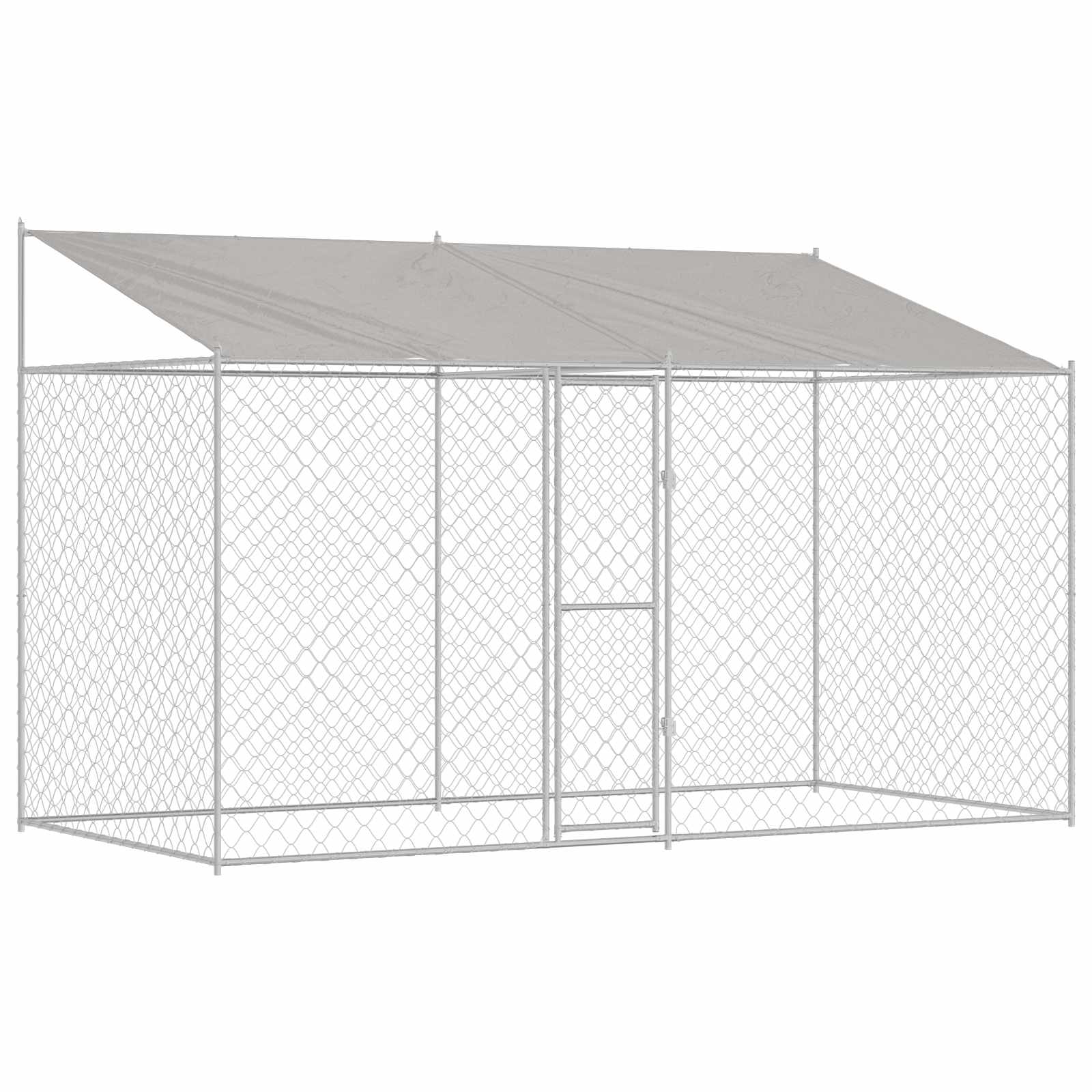 Gabbia per Cani con Tetto Argento 400 x 200 x 256 cm | homemem39