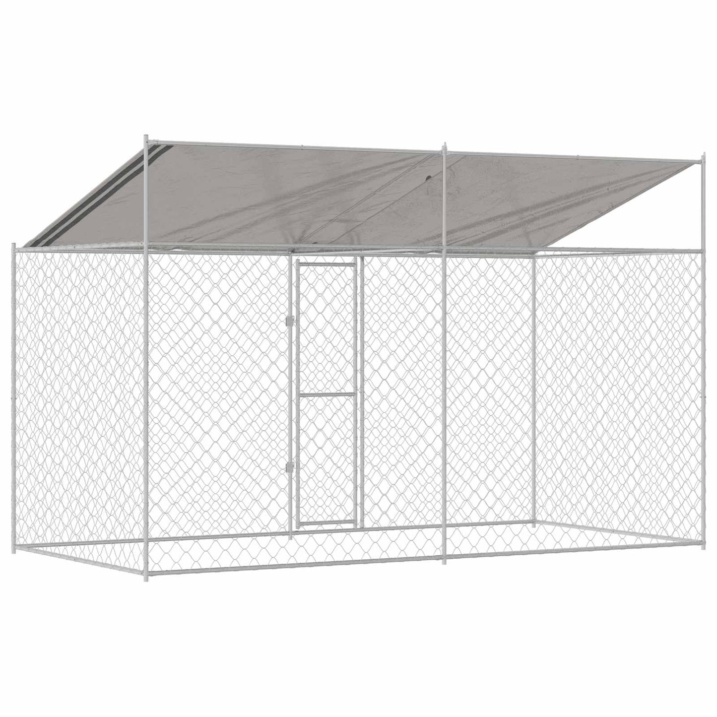 Gabbia per Cani con Tetto Argento 400 x 200 x 256 cm | homemem39