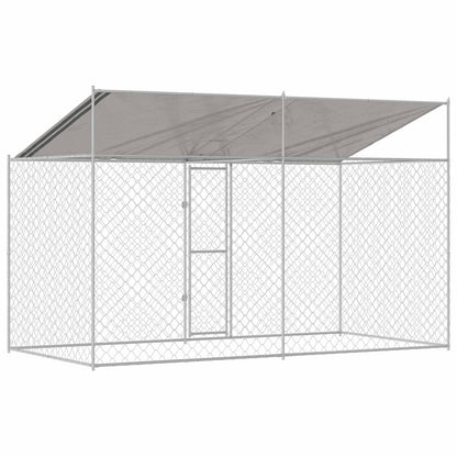 Gabbia per Cani con Tetto Argento 400 x 200 x 256 cm | homemem39