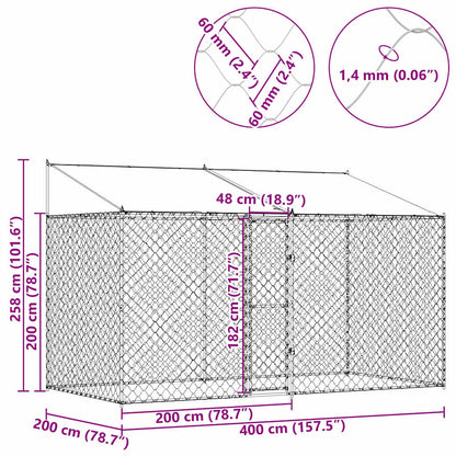 Gabbia per cani Argento 400 x 200 x 256 cm Acciaio zincato