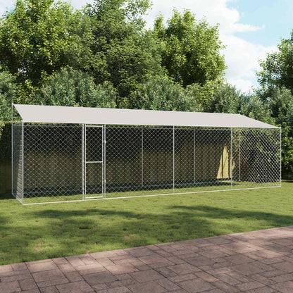 Gabbia per Cani con Tetto Argento 800 x 200 x 256 cm | homemem39