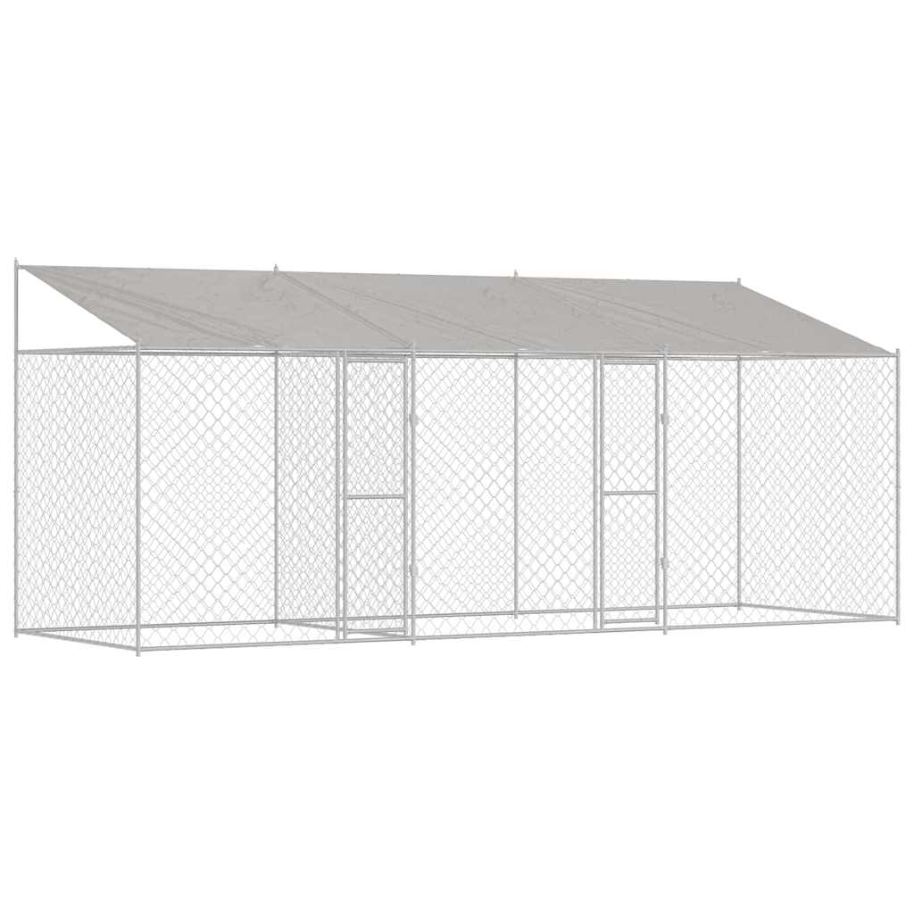 Gabbia per Cani con Tetto Argento 600 x 200 x 256 cm | homemem39