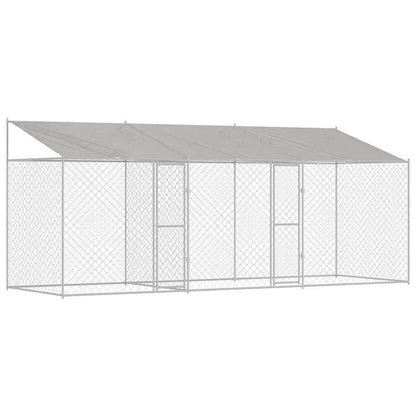 Gabbia per Cani con Tetto Argento 600 x 200 x 256 cm | homemem39