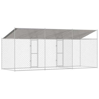 Gabbia per Cani con Tetto Argento 600 x 200 x 256 cm | homemem39