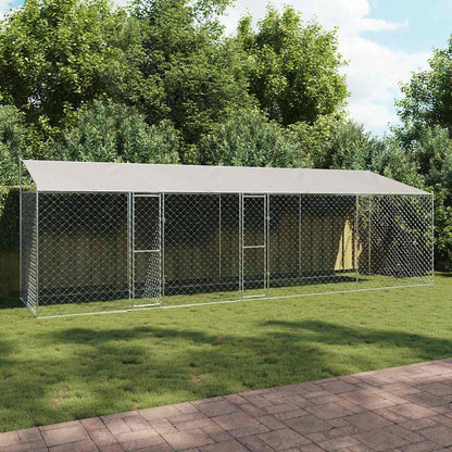 Gabbia per Cani con Tetto Argento 800 x 200 x 256 cm | homemem39