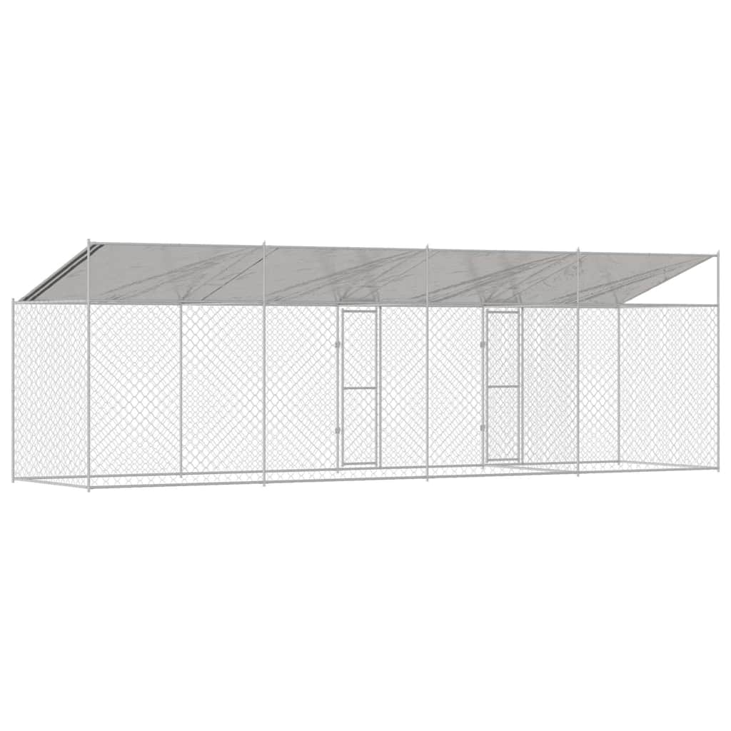 Gabbia per Cani con Tetto Argento 800 x 200 x 256 cm | homemem39
