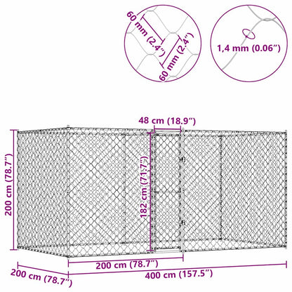 Gabbia per cani Argento 400 x 200 x 200 cm Acciaio zincato | homemem39