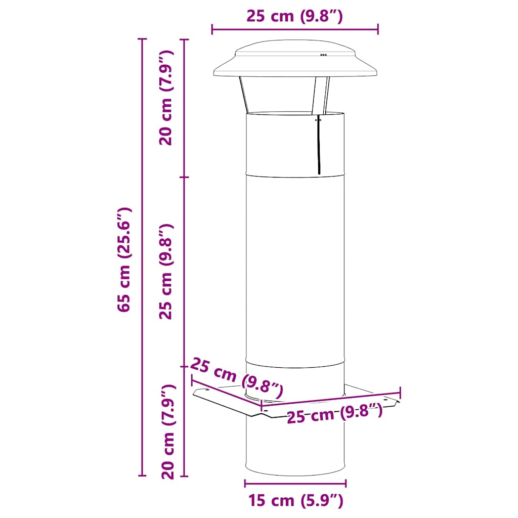 Estensione Camino Argento 25 x 25 x 65 cm Acciaio inossidabile