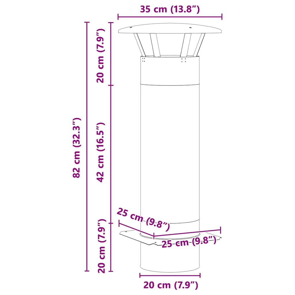 Estensione Camino Argento 35 x 35 x 82 cm Acciaio inossidabile