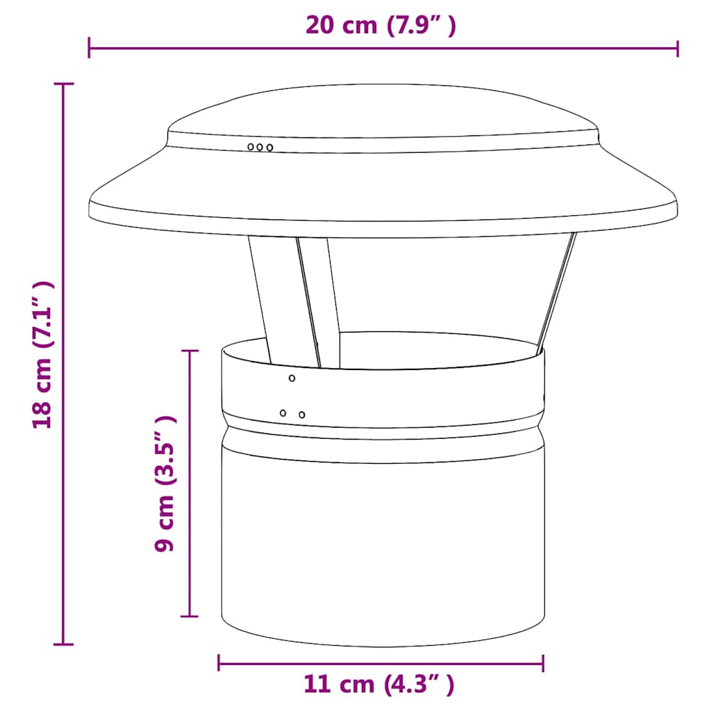 Copertura per Camino Argento 20 x 20 x 18 cm