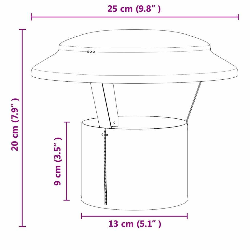 Copertura per Camino Argento 25 x 25 x 20 cm