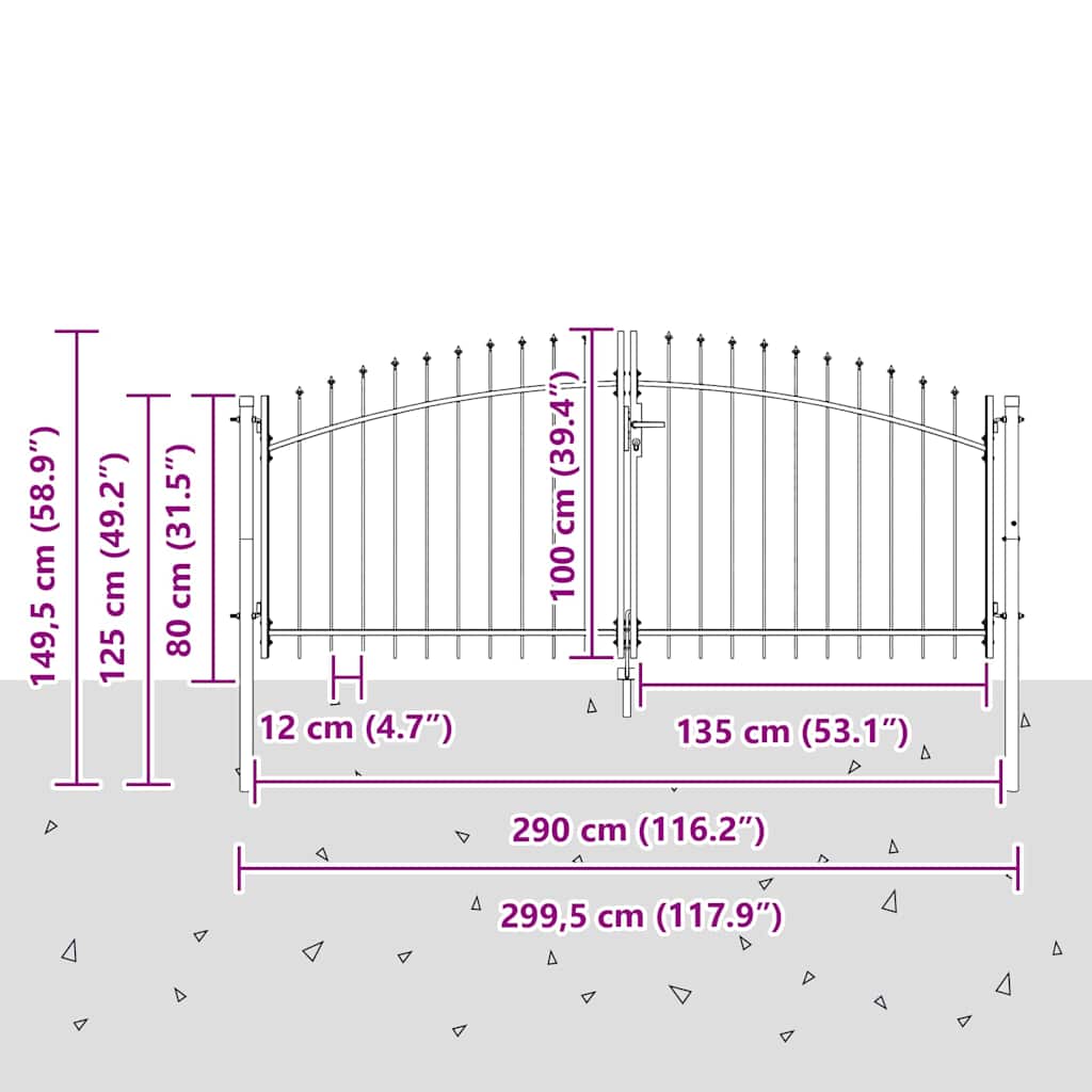 Cancello Doppio Woerden Grigio 299,5 x 149,5 cm Acciaio | homemem39