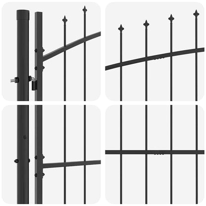 Cancello da giardino con blocco Grigio 150 x 300 cm Acciaio