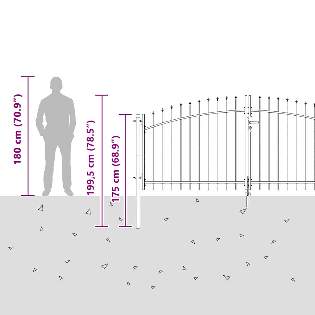 Cancello da giardino con blocco Grigio 150 x 300 cm Acciaio