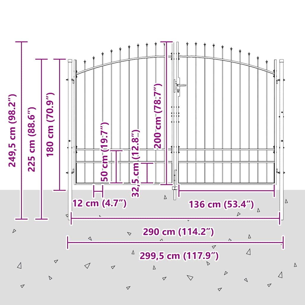 Cancello Doppio Woerden Grigio 299,5 x 249,5 cm Acciaio | homemem39