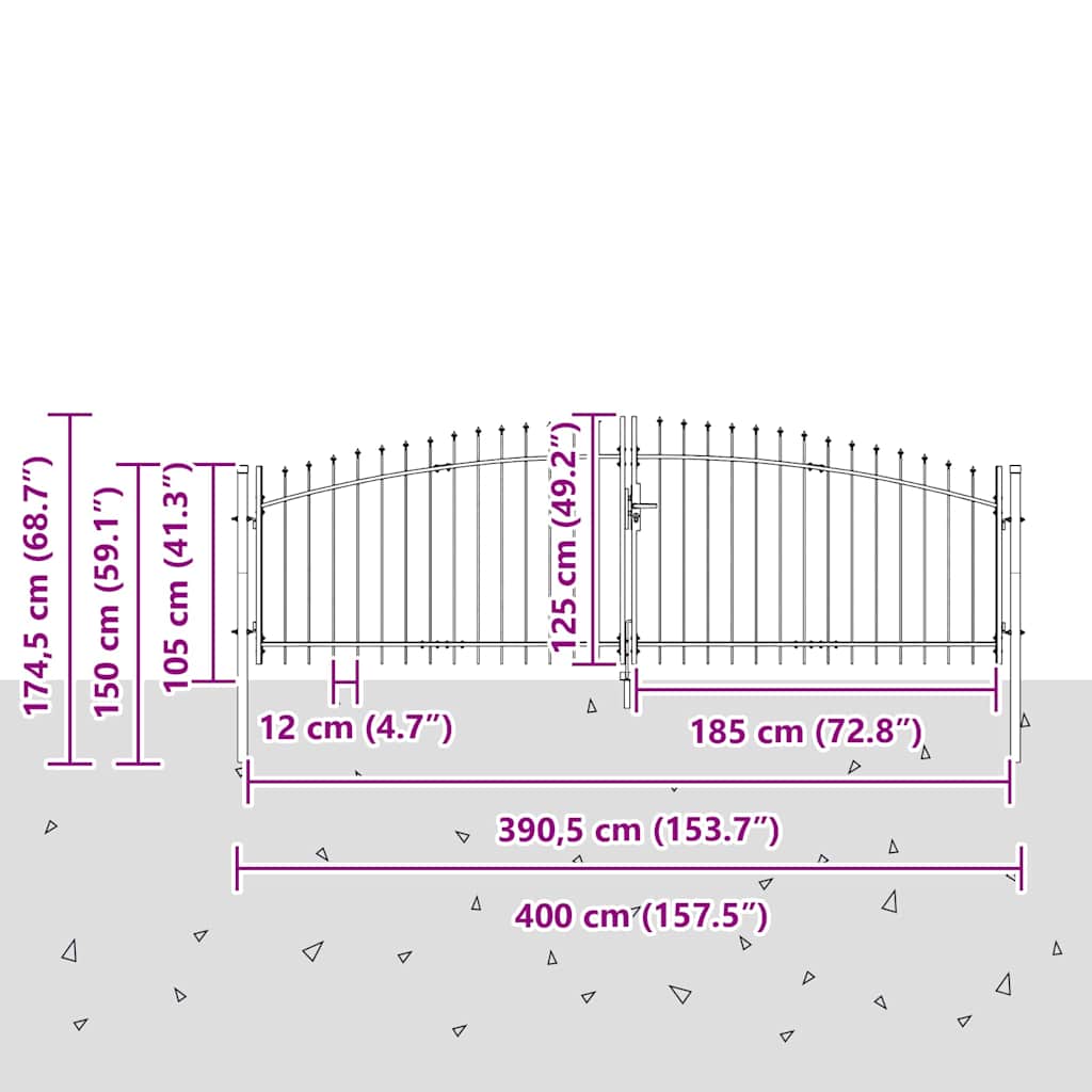 Cancello Doppio Woerden Grigio 400 x 174,5 cm Acciaio | homemem39