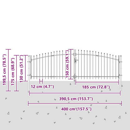 Cancello Doppio Woerden Grigio 400 x 199.5 cm Acciaio | homemem39