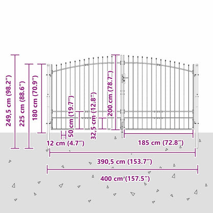 Cancello Doppio Woerden Grigio 400 x 249,5 cm Acciaio | homemem39