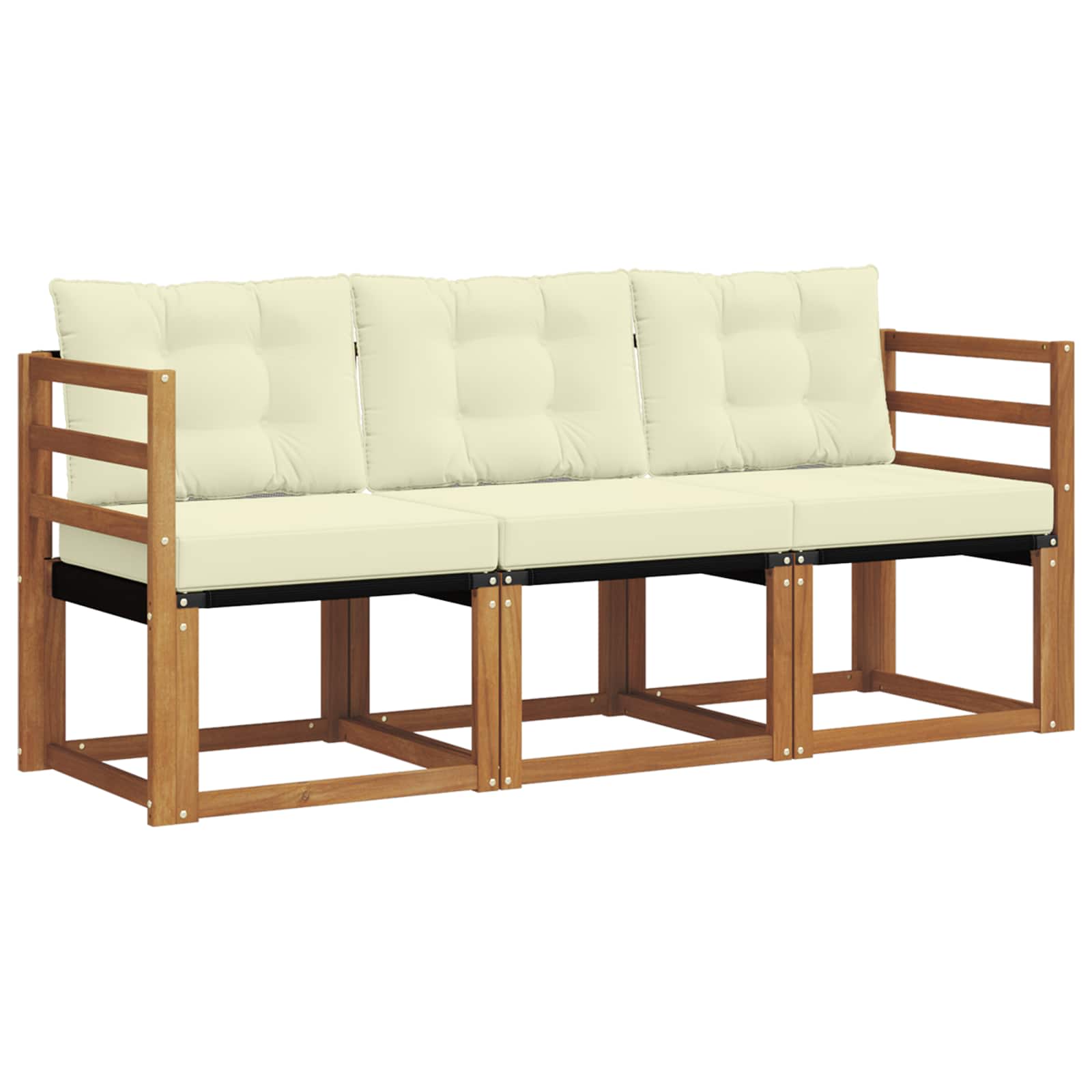 Set di divani da esterno con cuscino 3 pcs Naturale e Crema | homemem39