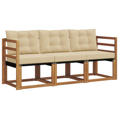 Set di divani da esterno con cuscino 3 pcs Naturale e Beige | homemem39