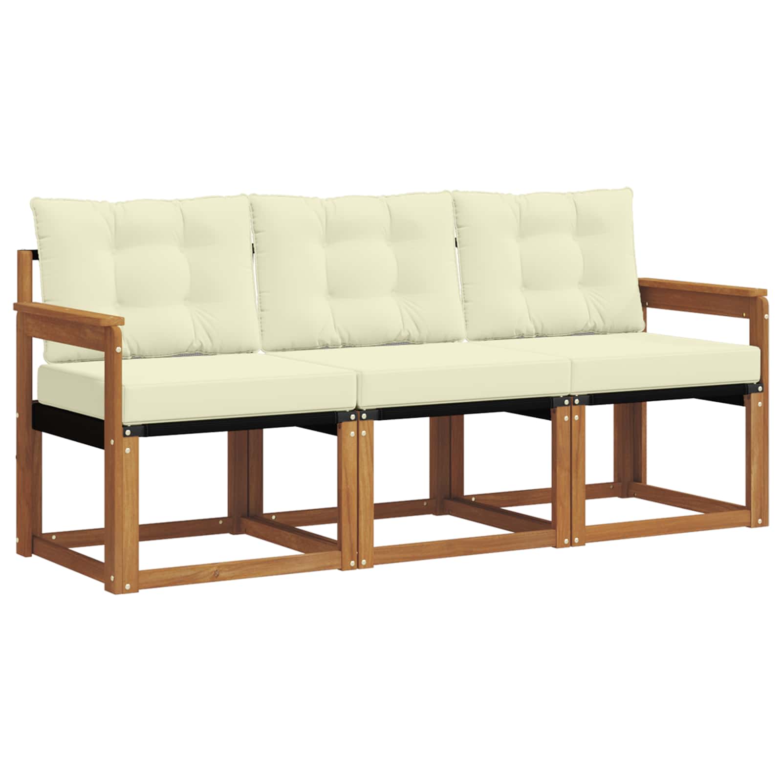 Set di divani da esterno con cuscino 3 pcs Naturale e Crema | homemem39