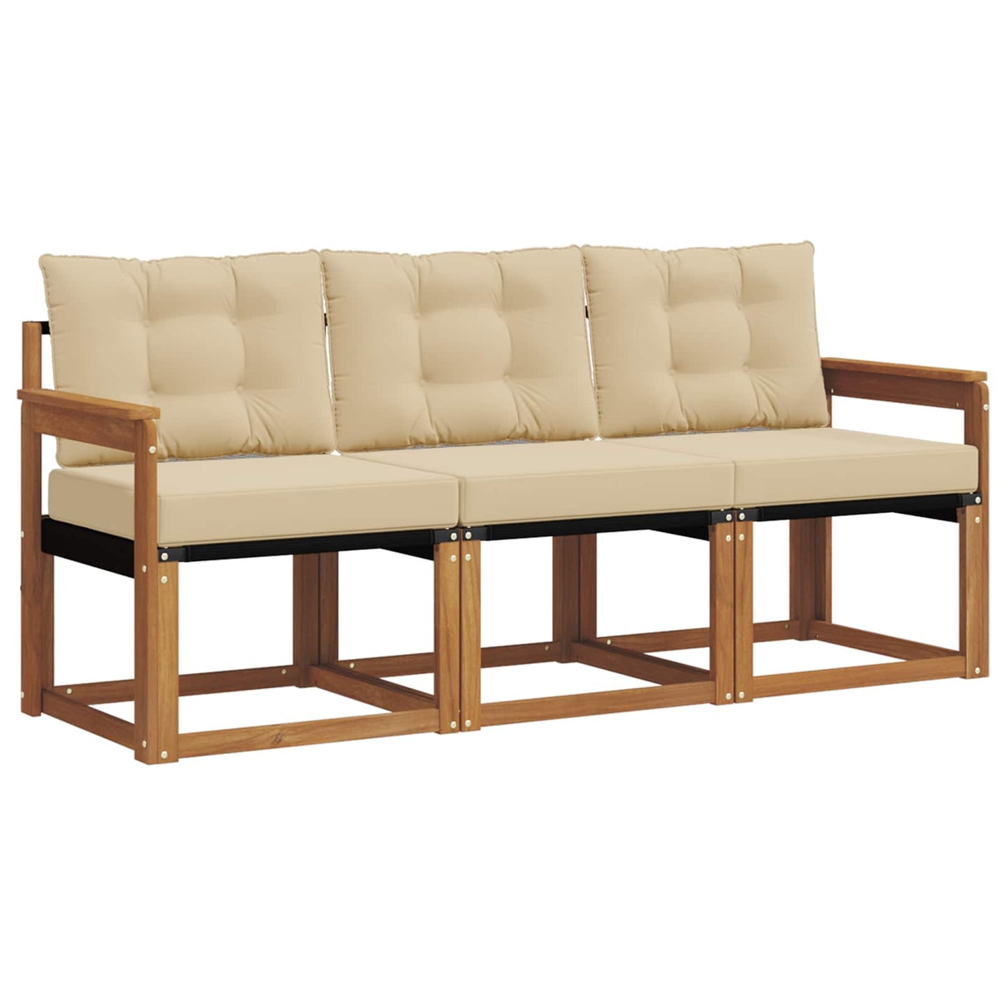 Set di divani da esterno con cuscino 3 pcs Naturale e Beige | homemem39