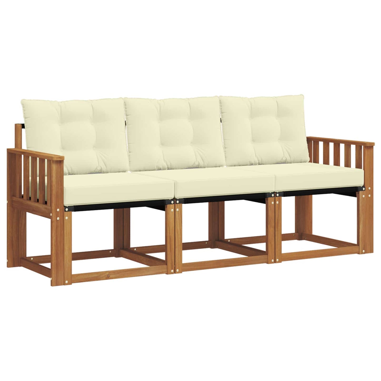 Set di divani da esterno con cuscino 3 pcs Naturale e Crema | homemem39