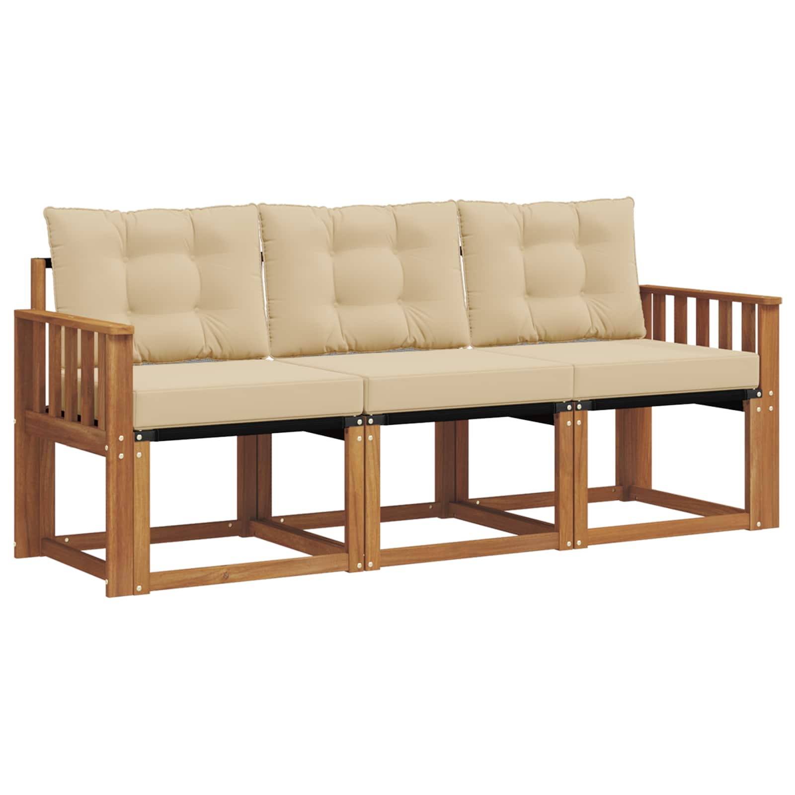 Set di divani da esterno con cuscino 3 pcs Naturale e Beige | homemem39