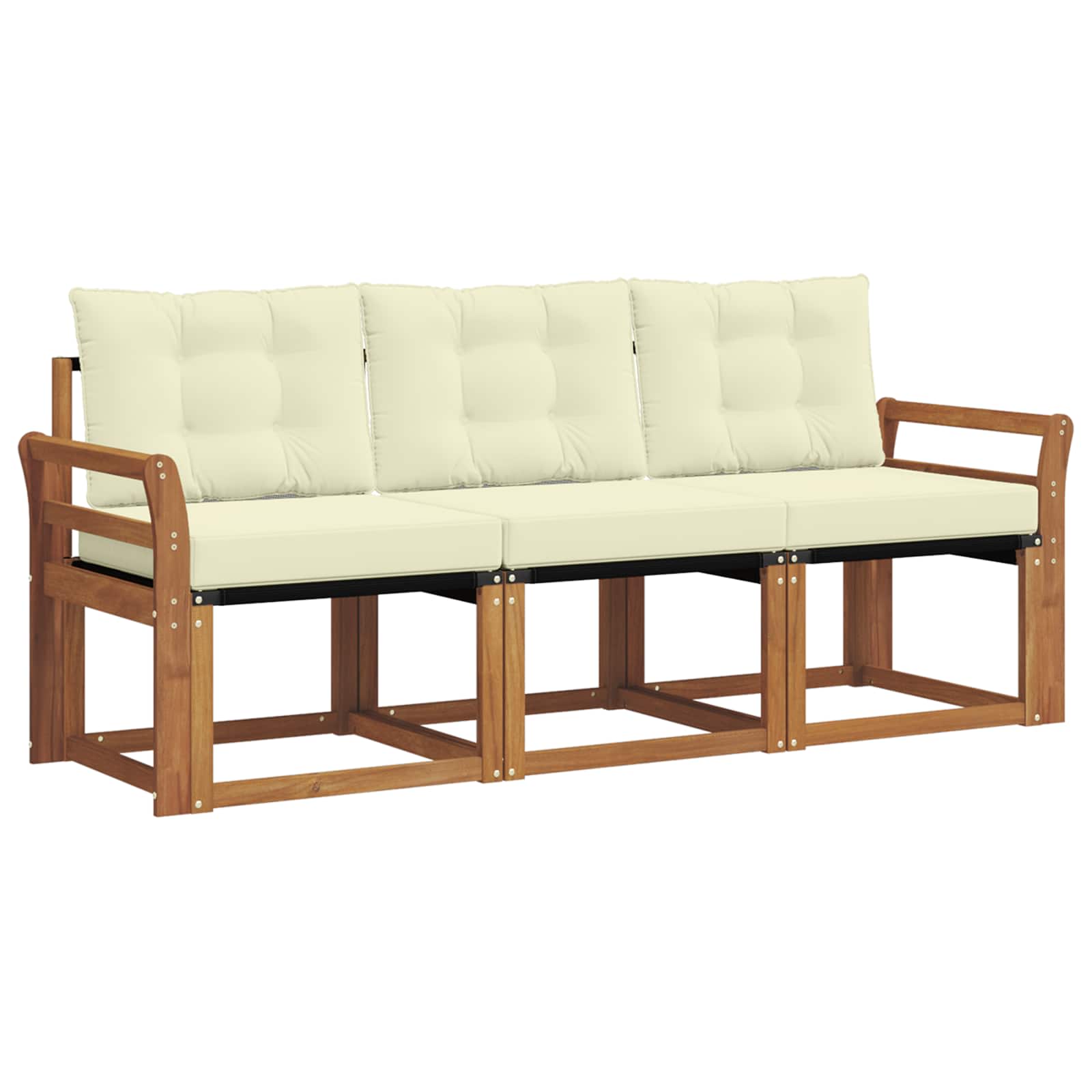 Set di divani da esterno con cuscino 3 pcs Naturale e Crema | homemem39