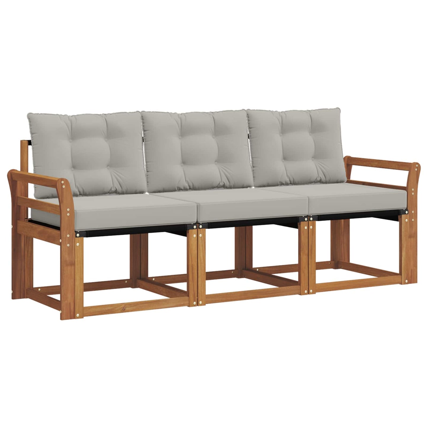 Set di divani da esterno 3 pcs Grigio Naturale e Chiaro | homemem39