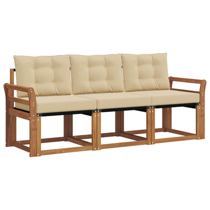 Set di divani da esterno con cuscino 3 pcs Naturale e Beige | homemem39