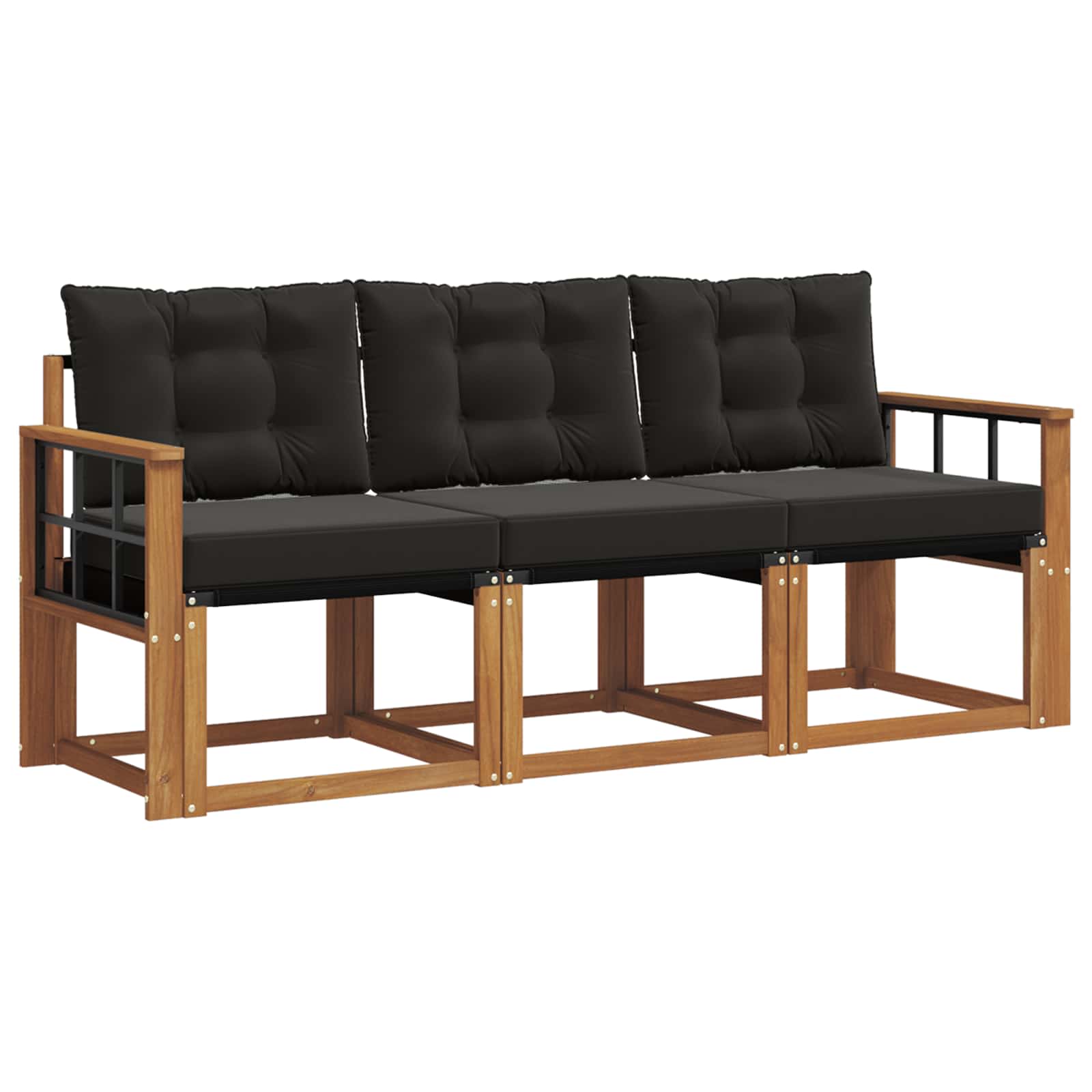 Set di divani da esterno con cuscino 3 pcs Naturale e Nero | homemem39