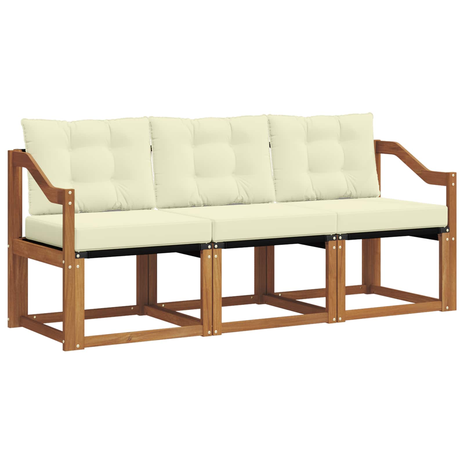 Set di divani da esterno con cuscino 3 pcs Naturale e Crema | homemem39